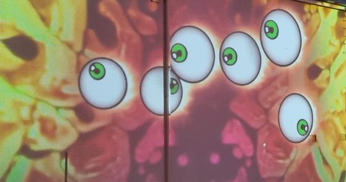Mural animation of goofy eyeballs