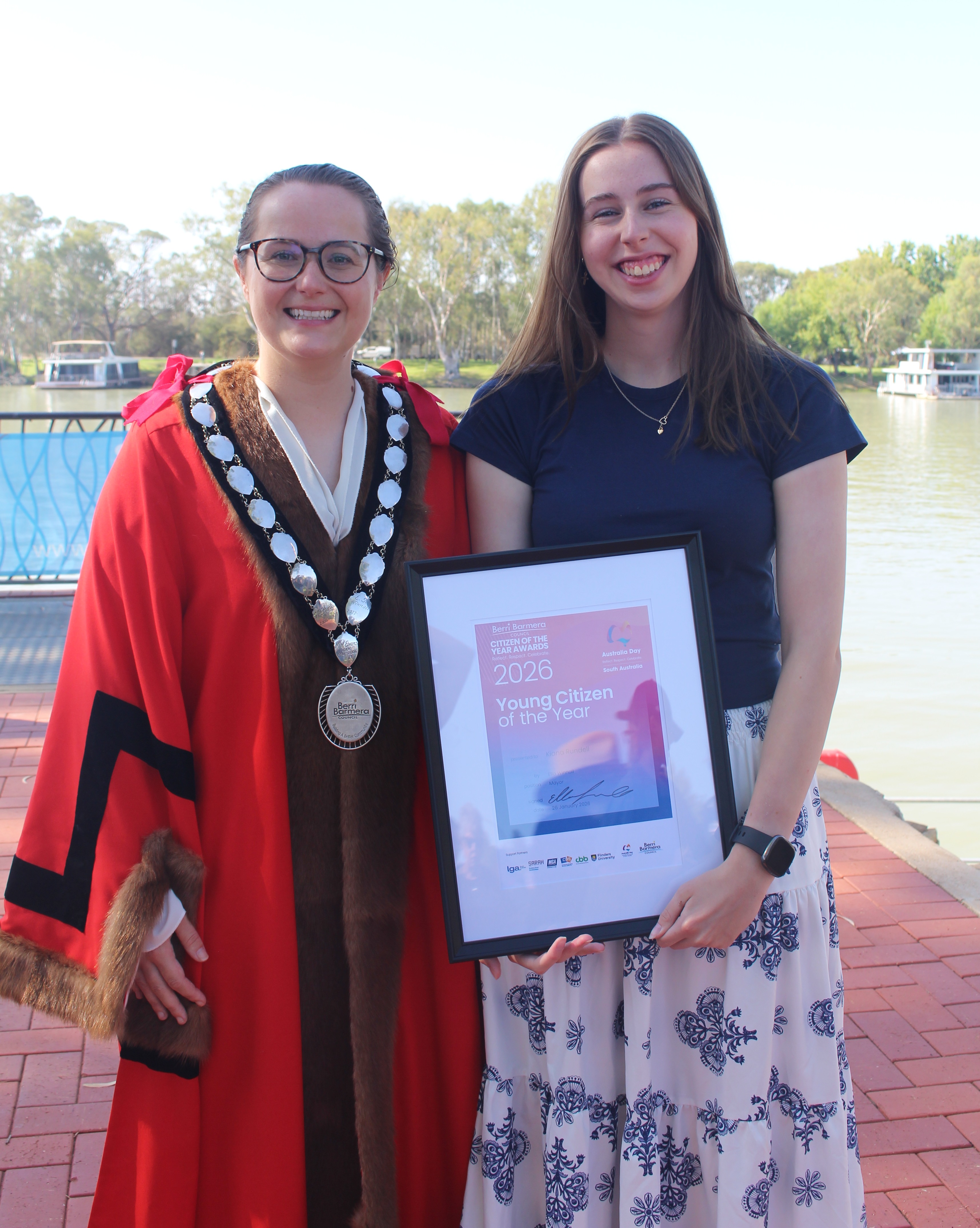 Mayor Ella Winnall and Kiana Rundell