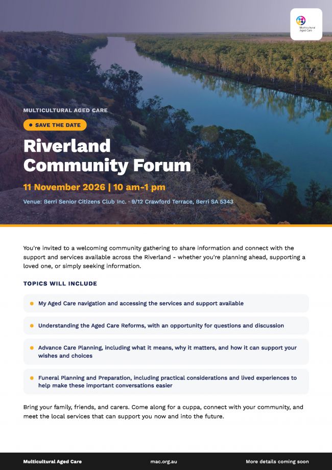 Poster for Riverland Community Forum