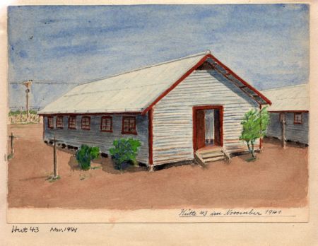 Drawing of a Loveday Internment Hut